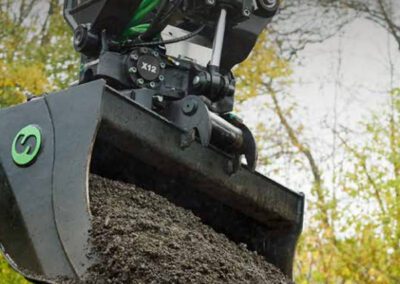 A close up of the bucket on a tractor